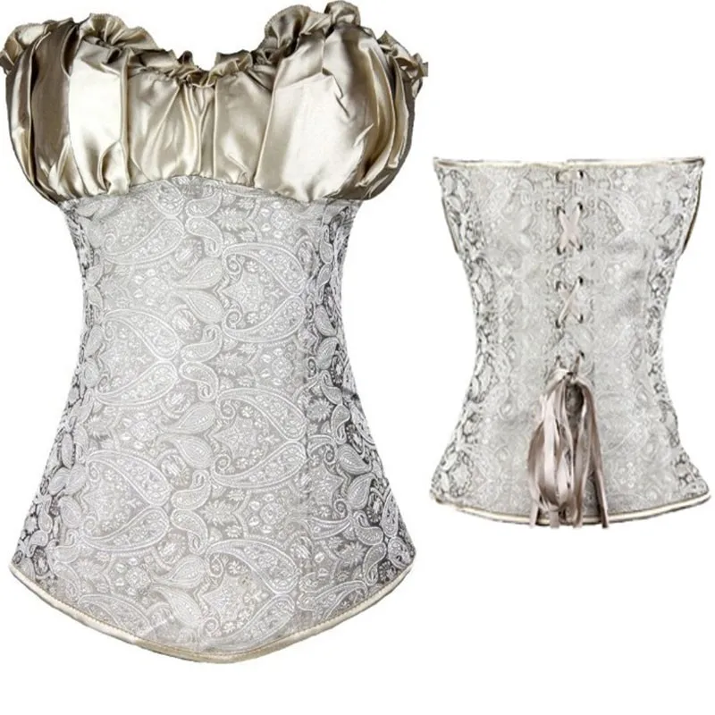 Satin Bone Lace Up Steampunk Corset Sexy Bustier Overbust Slim Corset