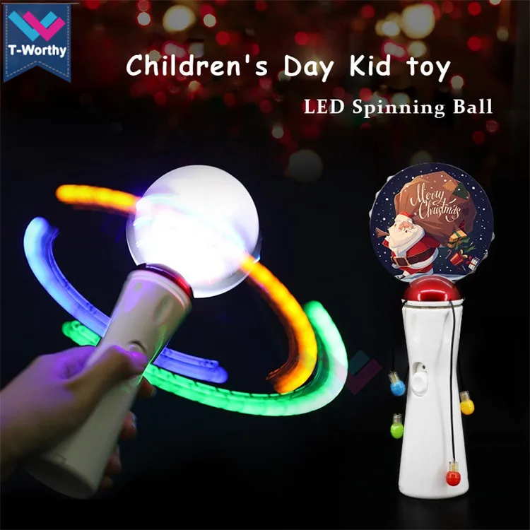 Amusement Park Festival Flashing LED Light Toy LED Ball Shaped Spinning Wand lights