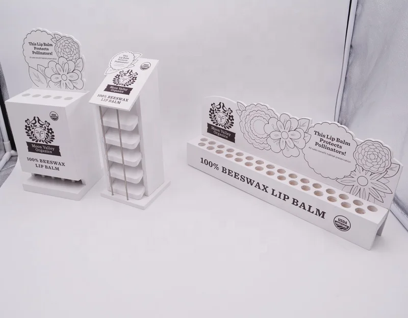 
wooden table top display riser shelf stand for lipstick, lip gloss, eyeliner,eyelash, perfume, nail polish, essential oil 