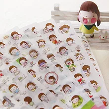 6 Sheets set Cute Lovely Girls Phone Calendar Book Album Diary Decor Paper Sticker Scrapbooking Kawaii