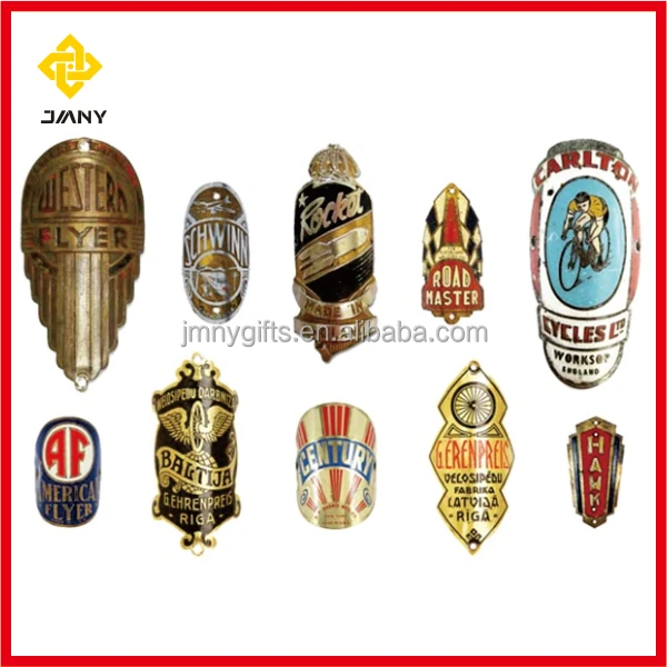 Customized Logo Branded Metal Bicycle Tube Head Badge