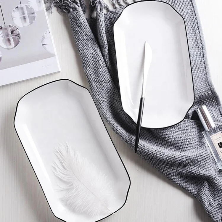 
palm leaf design fish serve plate for dinner 