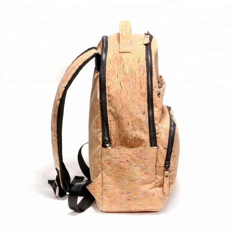 DongGuan factory custom full printing cork laptop backpack lightweight waterproof cork knapsack eco-friendly cork school bag