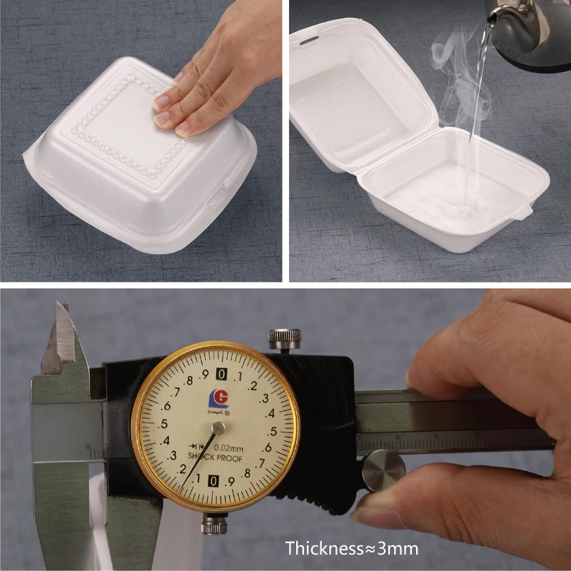 
Disposable 6inch square thickened foam hamburger box with new food grade ps material take away foam food container 