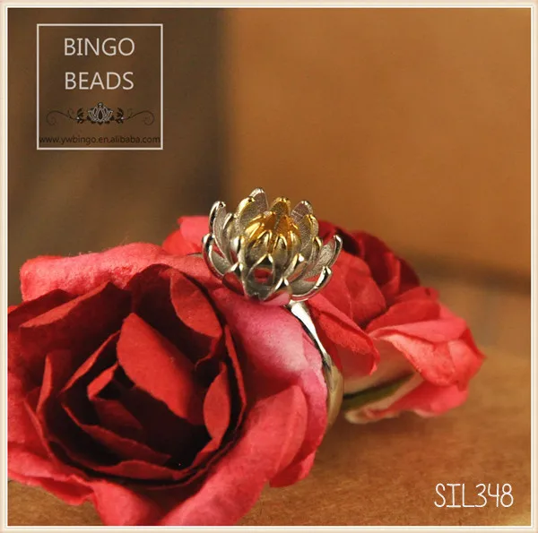 925 Sterling Silver Lotus Ring Double Tone