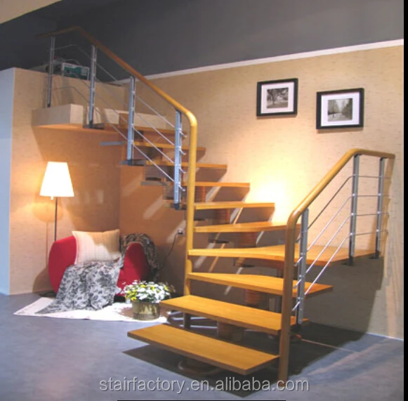 
Australia Indoor easy to install stairs Indoor solid wood treads staircase Indoor simple attic steel-wood staircase L-245 