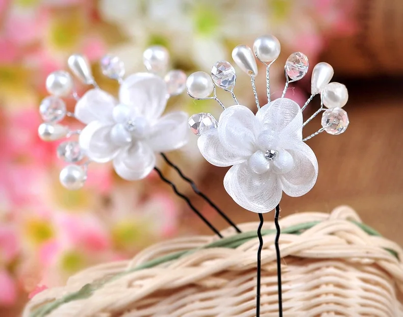 White pearl flower bride hair accessory set fashion wedding hair accessories