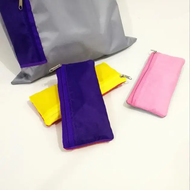 custom reusable eco grocery 190T foldable polyester shopping bag with zipper