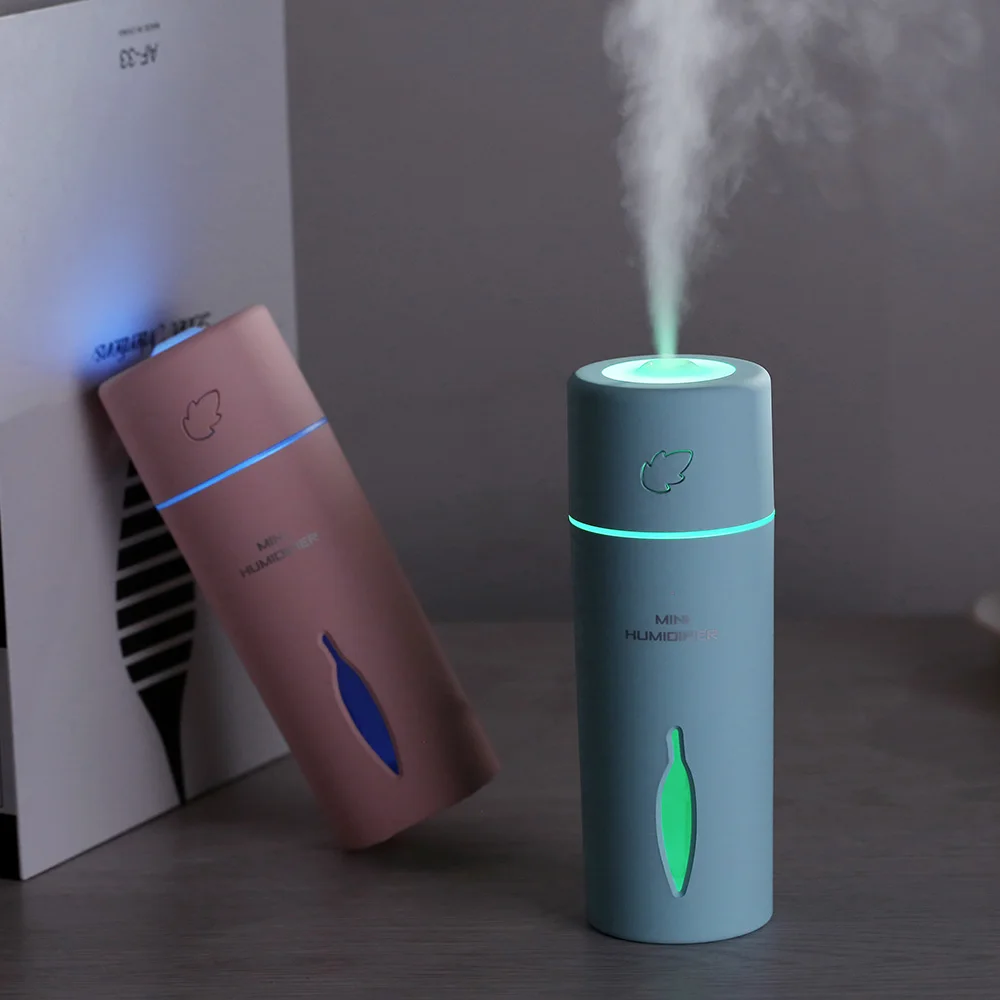 Colorful air usb portable mist Leaf humidifier for bedroom and office with nigh light