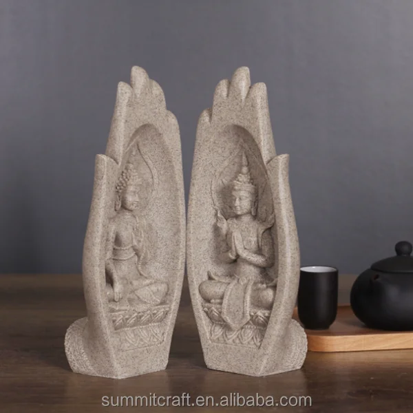 Custom wholesale Resin sandstone sculpture fengshui products buddha hand sculpture