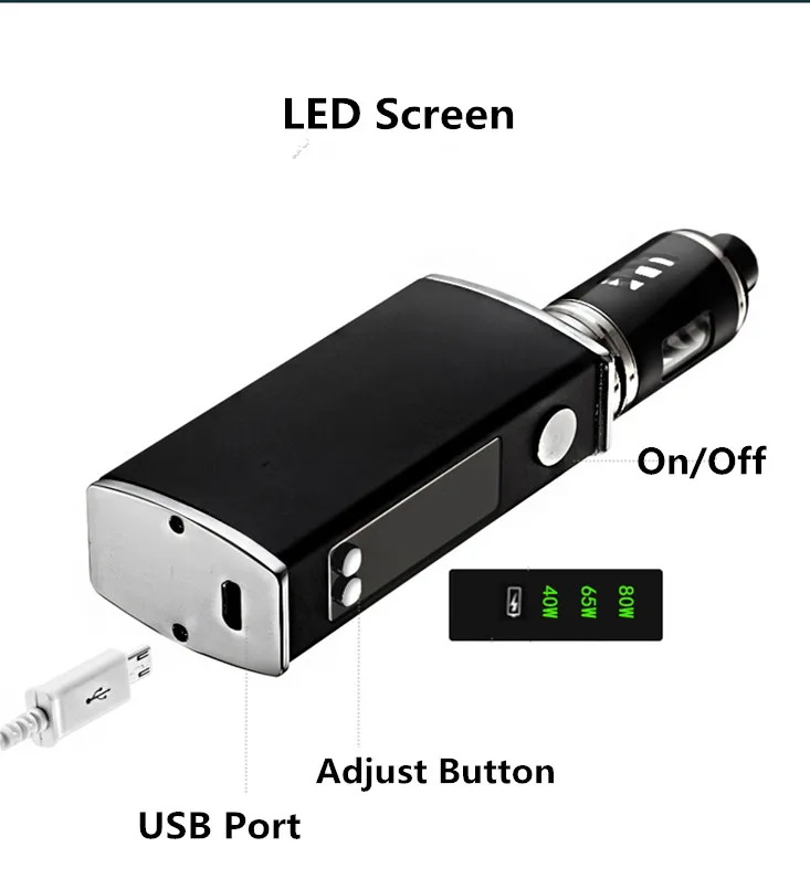 Hot Newest Rechargeable E Cigs 80W Box Mod Huge Vapor 2200mAh adjustable voltage