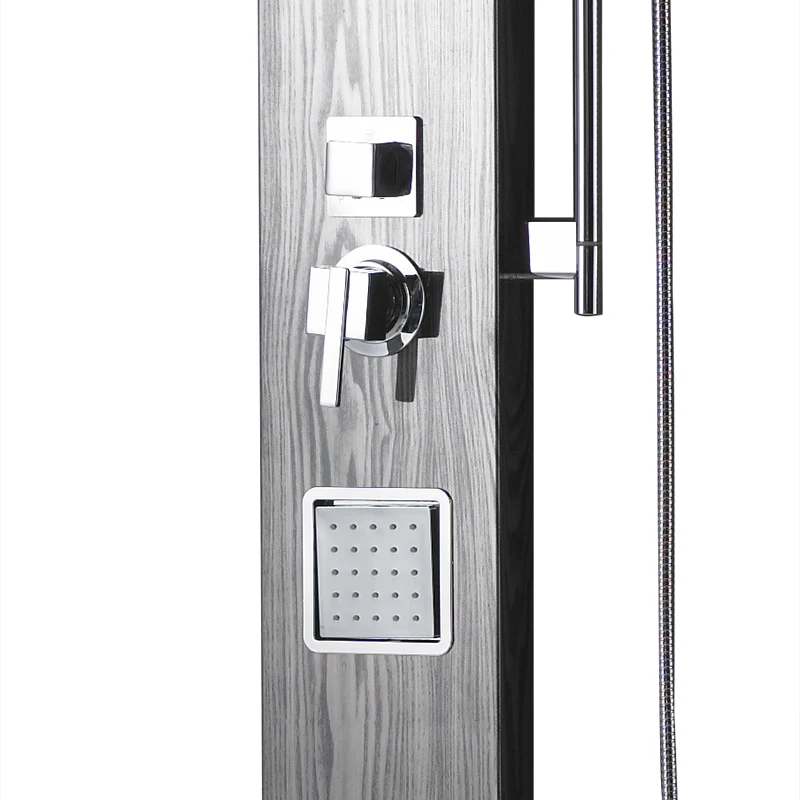 S259 new models waterfall shower panel douche shower for bathroom black wood grain finish Stainless steel shower column