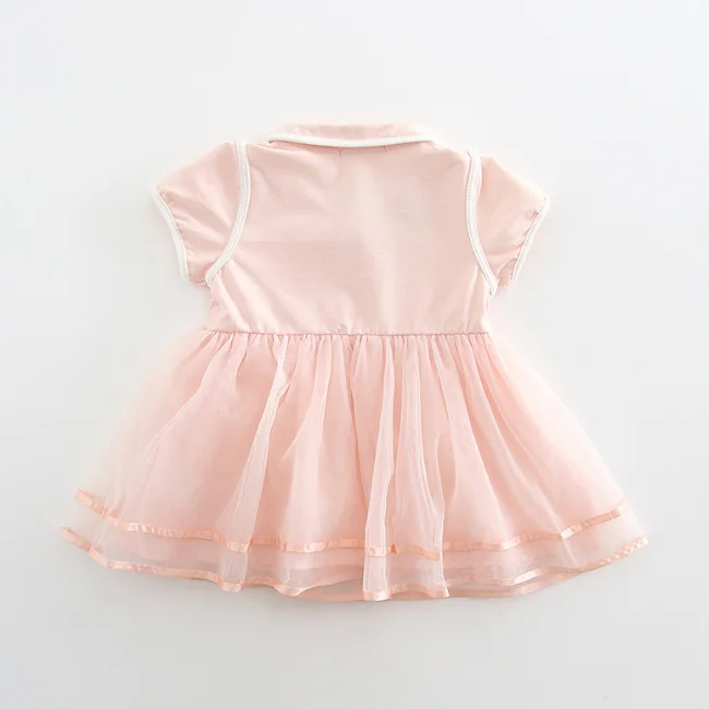 
PHB50411 short sleeve baby girls peter pan collar dress 