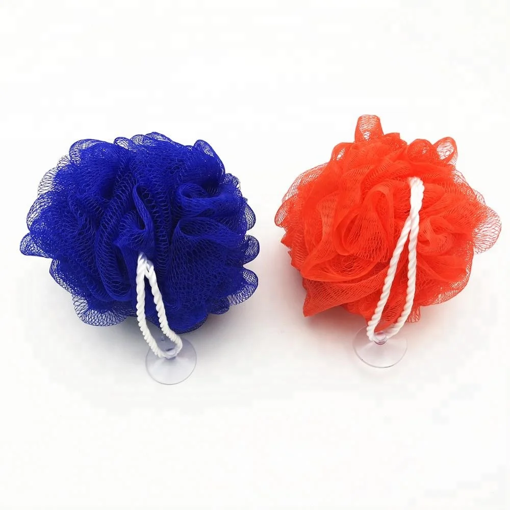 Hotselling Colorful mesh showersponge bath  ball loofah bath sponge with suction cup