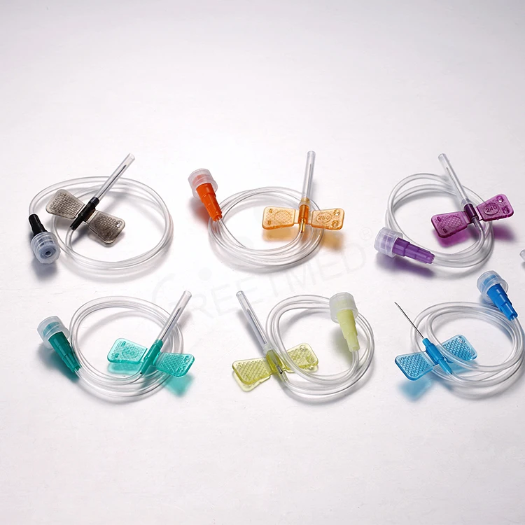 Medical vacuum blood collection 21g 22g 23g 25g 27g butterfly needle disposal scalp vein set