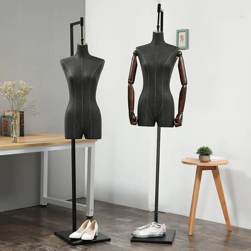 XINJI Fashion Manikin Used Half Body Hanging Female Black Mannequin For Boutique