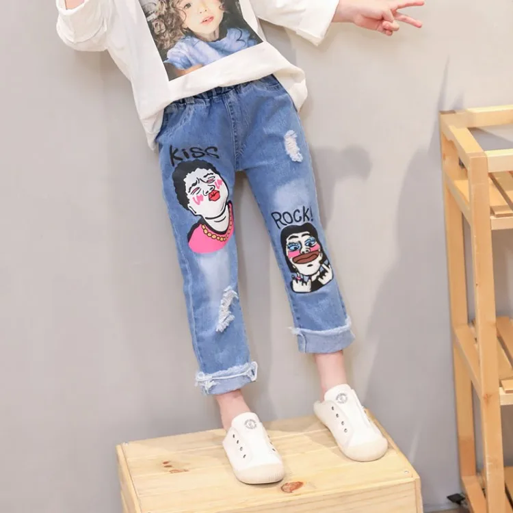 Hao Baby New Summer Girl For Children Aged Three To Nine Tight Kid Nine Minutes Of Pants Kind Of Jeans