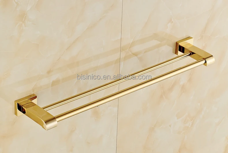 European Luxury Copper Towel Bar, Dual Gold Plated Brass Towel Bar, Bathroom Metal Accessories