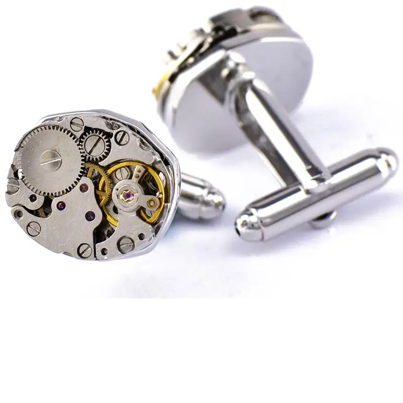 
high quality custom logo engraved blanks watch movement cufflink 