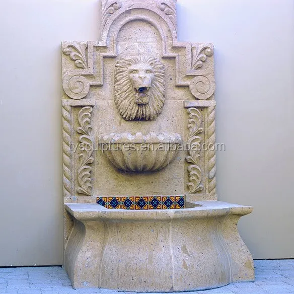 Античный травертин ручной работы водный фонтан на стену домашний декор мраморный камень