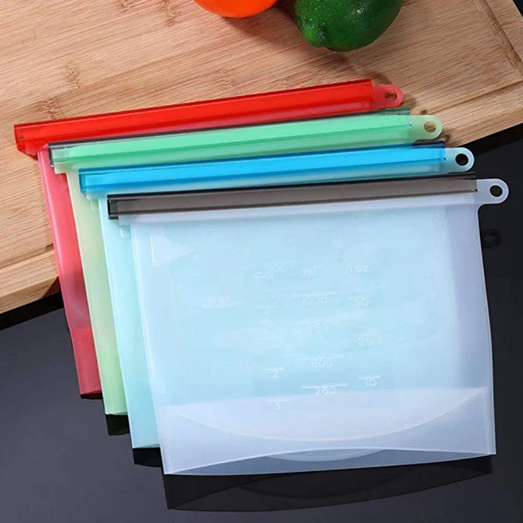 500ml 1000ml 1500ml  Heat resistant Reusable Freezer vacuum Silicone Food Preservation Storage Bags