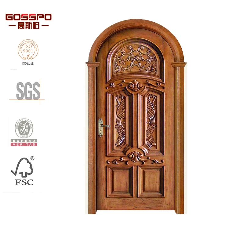 
carving timber arch main door design villa main door 