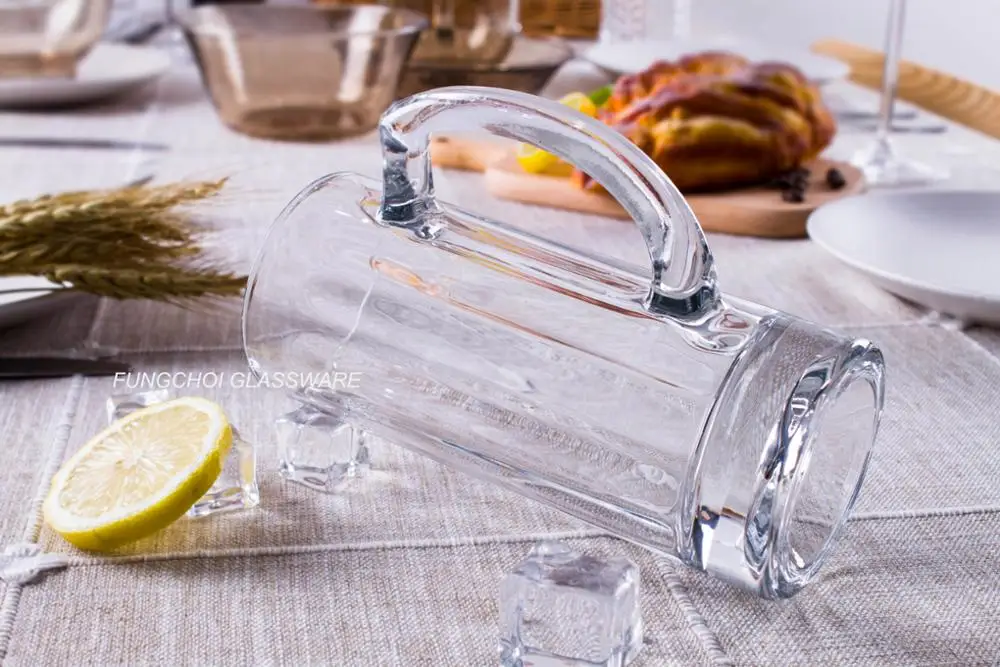 14-15oz Classical clear big glasscup beer glass mug with handle