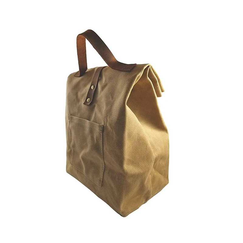 
Eco friendly waxed canvas insulated lunch cooler bag vintage cooler bag with insulated layer 