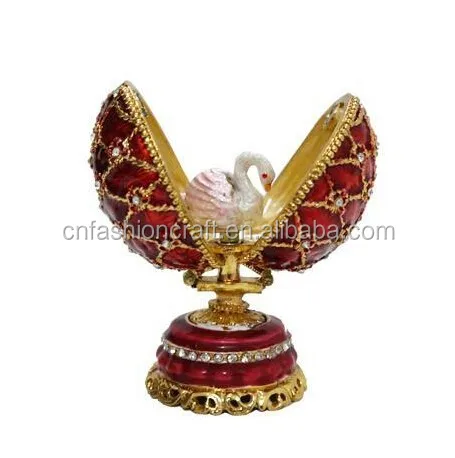 metal swan egg jewelry box for easter gifts item