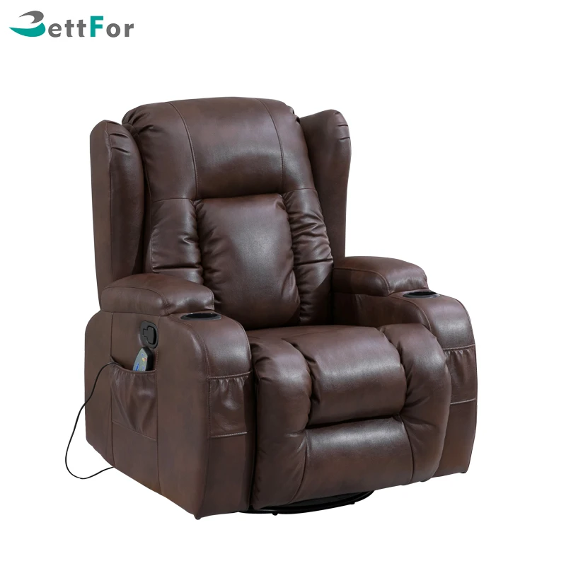 
Heated vibration massage recliner leather sofa chair with swivel rocker function BRC-322 