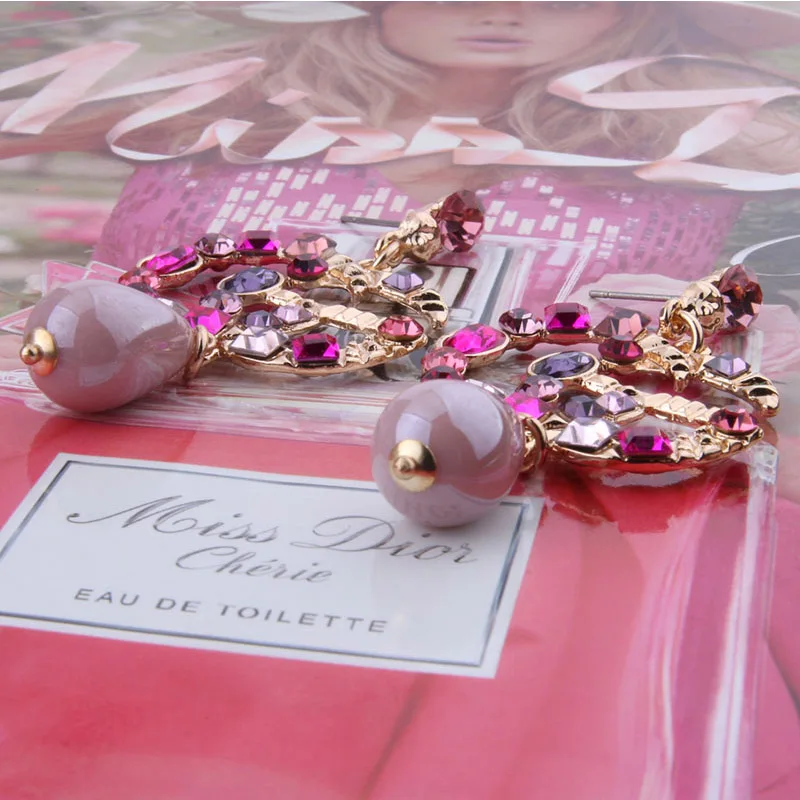 
Drop Earrings for Woman Charm Big Earring Zine Alloy Brand Rhinestone pearl Large Brinco Ear Christmas Oorbellen 