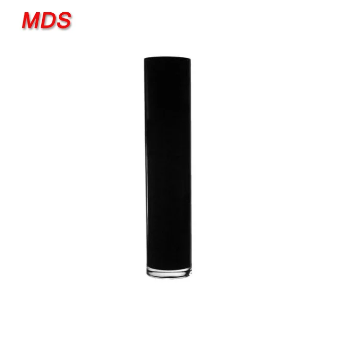 Tall black cylinder glass vase with thin waist wholesale
