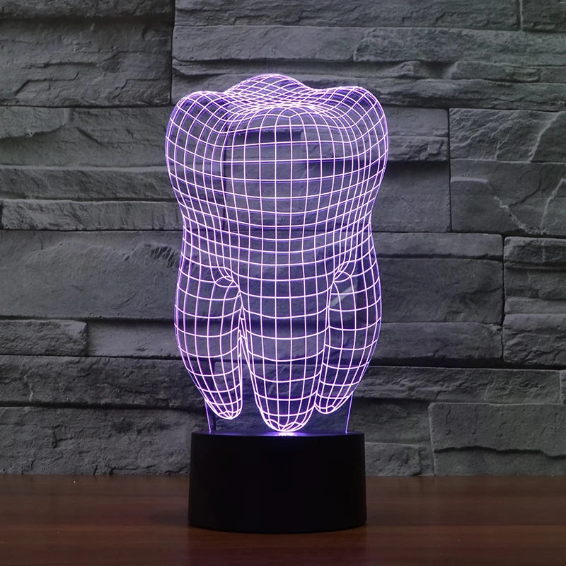 FS-2874 3d illusion led night light with tooth shape table lamp for dentist decorative light