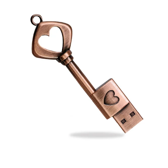 Classical Metal key heart shape usb flash drive metal memory key usb gift usb stick