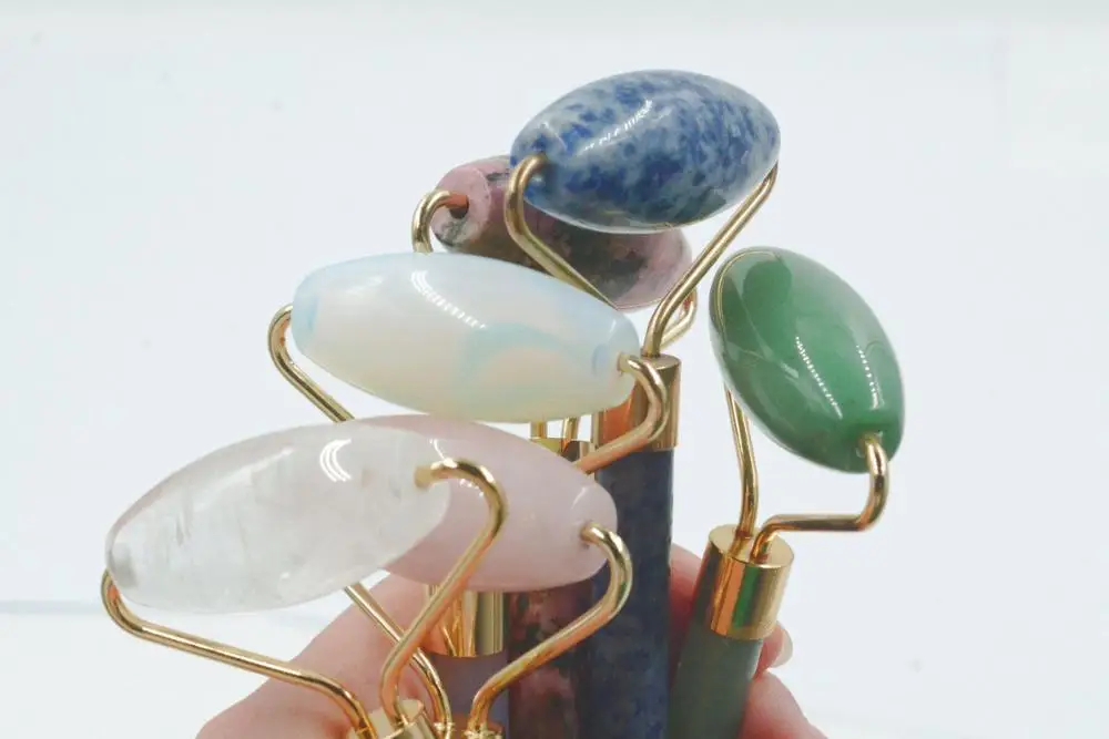 
Natural Facial Beauty Massage Tool Face Thin Natural Pink Stone Biological Foot massager Jade Roller 