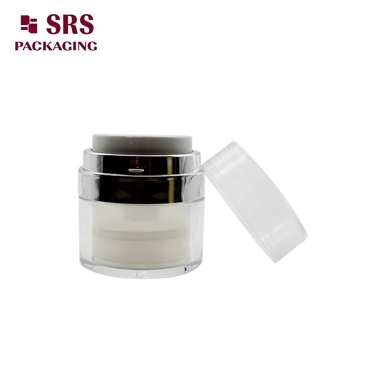 SRS empty 15ml 30ml 50ml round shape clear cosmetic acrylic airless jar
