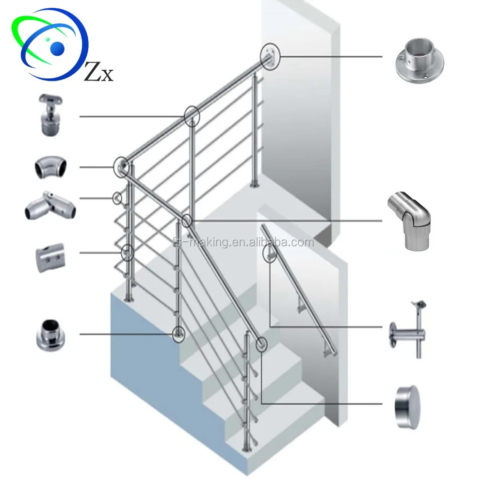 Stainless steel handrail design for stair railings/outdoor balcony balustrade inox handrail post
