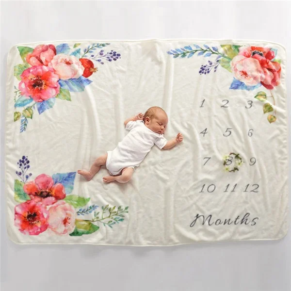 
Cartoon Unicorn Design Super Soft Polar Fleece Baby Monthly Milestone Blanket Photography Prop Newborn Kids Custom Baby Blanket 