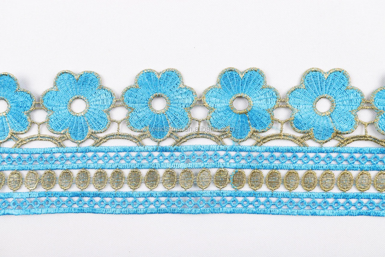 
Elegant High Grade Embroidery Lace Trim Ribbon Border factory cheap lace for Garment Decoration 