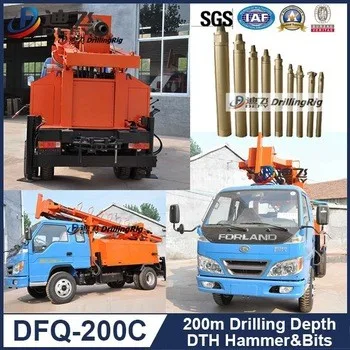 DFQ-200C 200m DTH deep rock drill rig water borehole well boring drilling machine