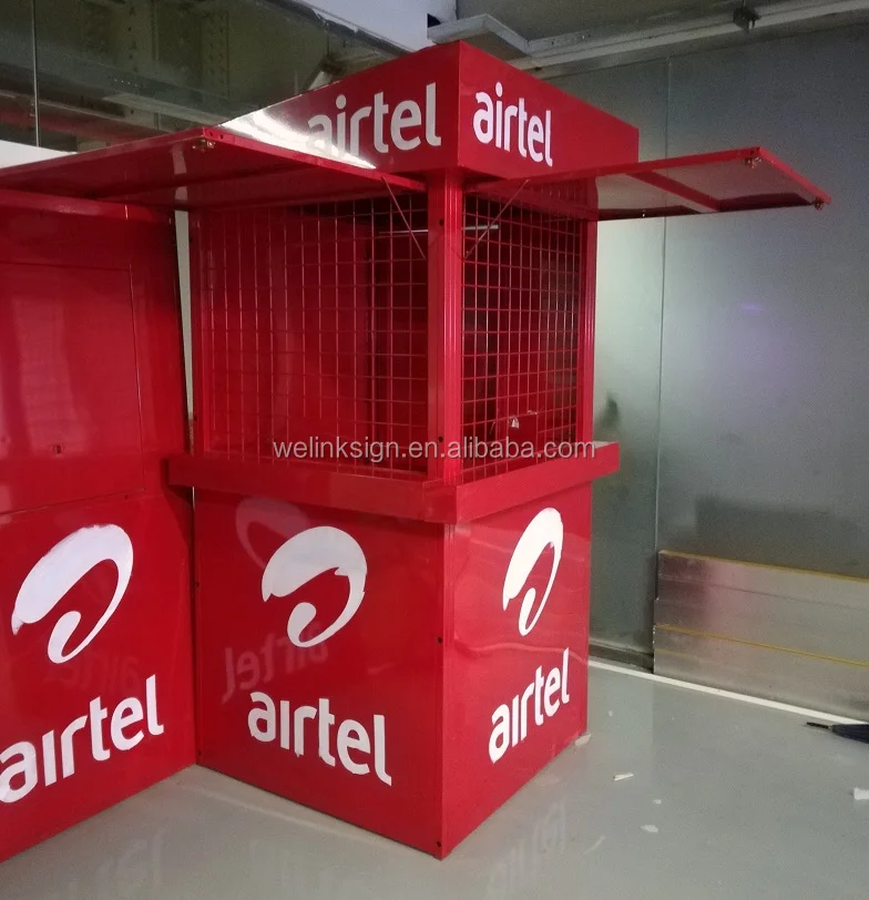 Sheet metal Airtel prefab kiosk for pop up shop