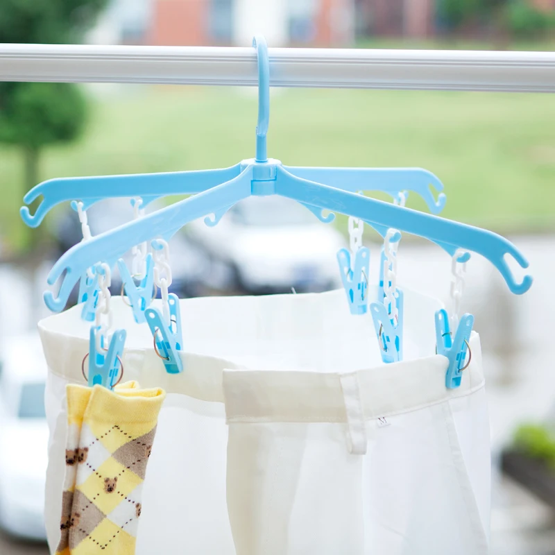 
Combination Plastic Clothes Hanger with Hooks and Multi Clips 