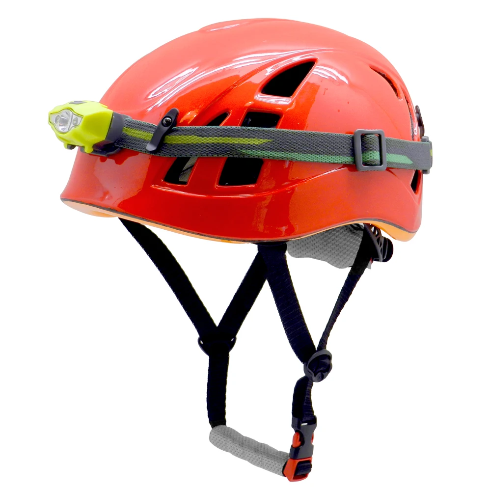 Outdoor climbing equipment Carving Rappelling Helmet with Headlamp