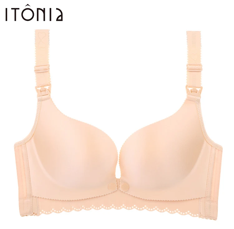 New Fashionable Seamless Cotton Lace Front Open Maternity Nursing Bra