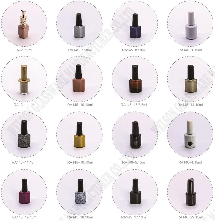 5ml 8ml 10ml 15ml cube glass gel nail polish bottles Containers with brush caps