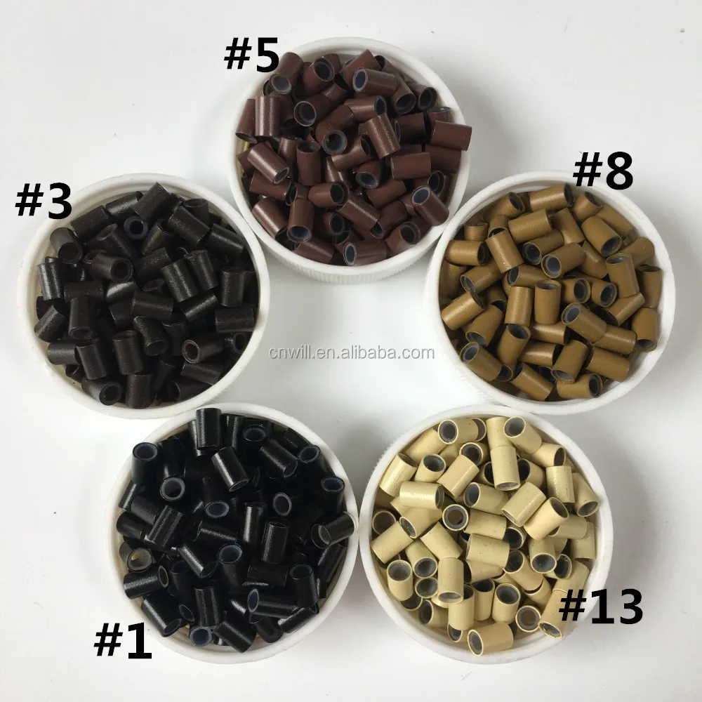 4.0*3.0*6.0mm Copper Silicone lined Micro Link/Tubes/BeadsMicro Rings links links beads for stick I tip hair extensions