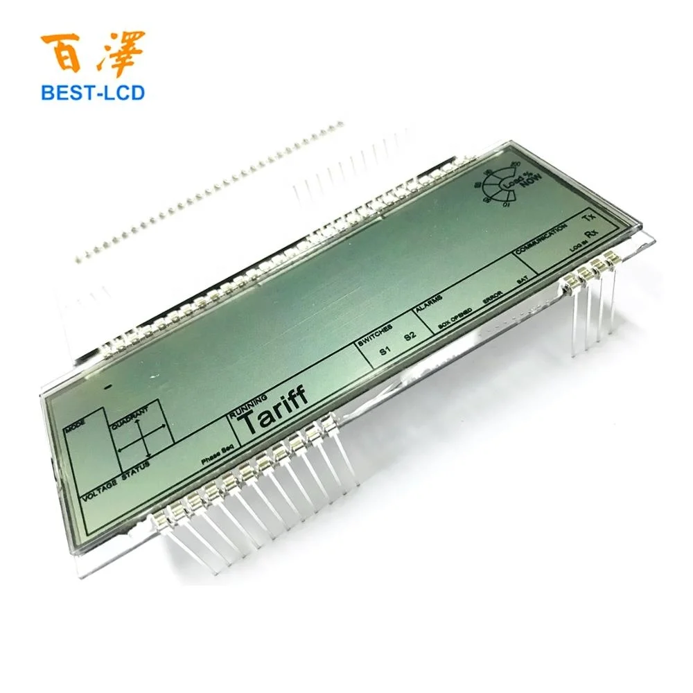 Black Silk-Printing 45 Pin 6 Digits 7 segment HTN Reflective LCD Display For Electricity Meter/Gas Meter/Flow Meter