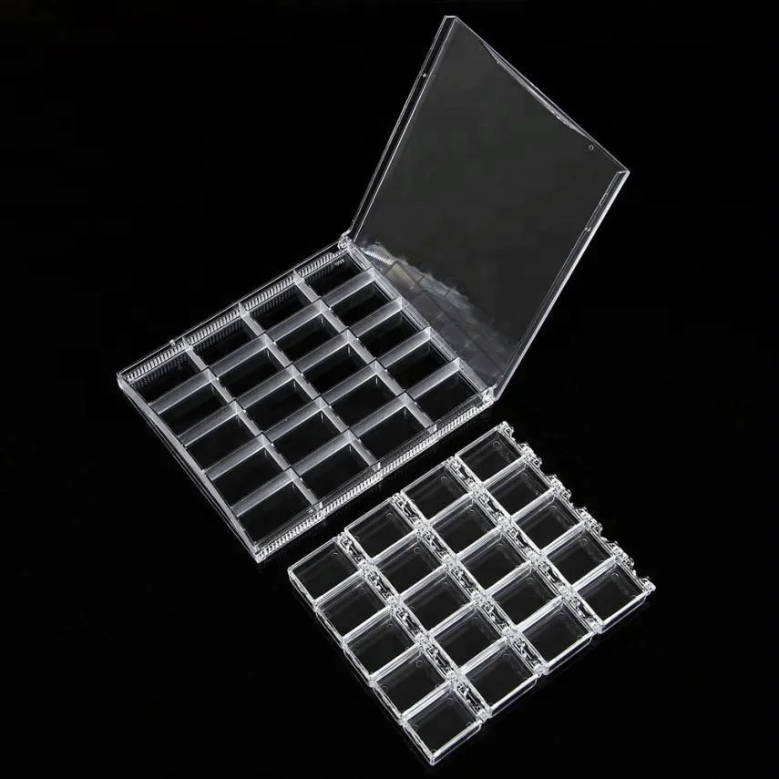 20 Grids Acrylic Empty Nail Charm Storage Box Strass Beads Jewelry Decoration Container Nail Accessories