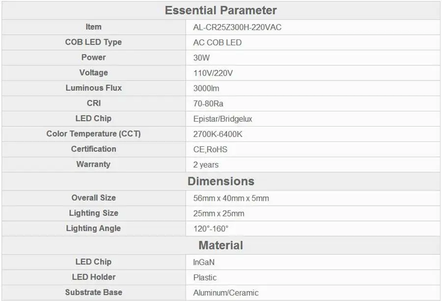 
Driverless 220v Led COB 5W 10W 15W 30W 50W Full Spectrum Plant Grow Light COB Chip 