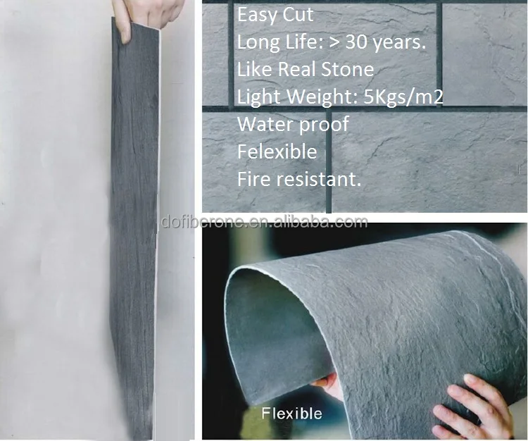 Shanghai Dofiberone long life light like real stone flexible artificial stone tile